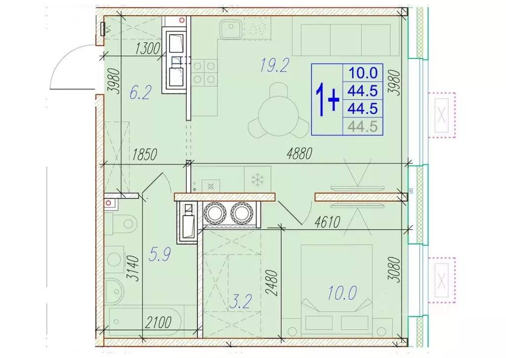 1-к кв. Астраханская область, Астрахань ул. Трофимова, 104Е (44.5 м) - Фото 0