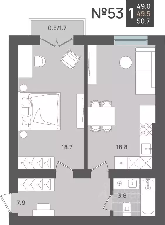 1-к кв. Калининградская область, Пионерский Рабочая ул., 9А (49.5 м) - Фото 1