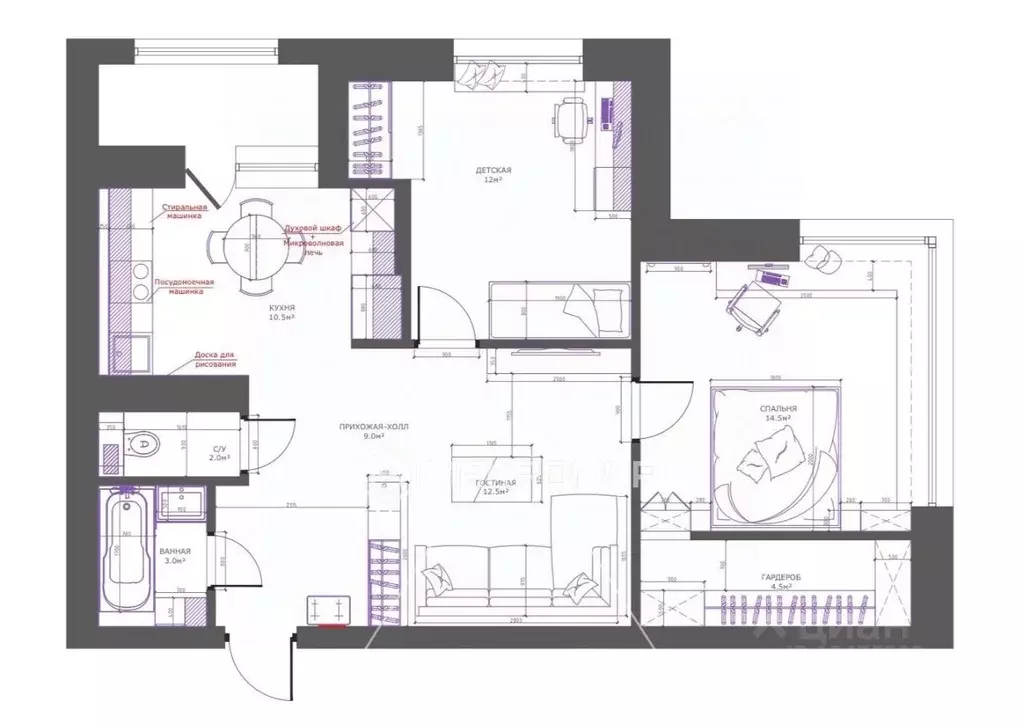 3-к кв. Санкт-Петербург Ушаковская наб., 1к3 (70.0 м) - Фото 2