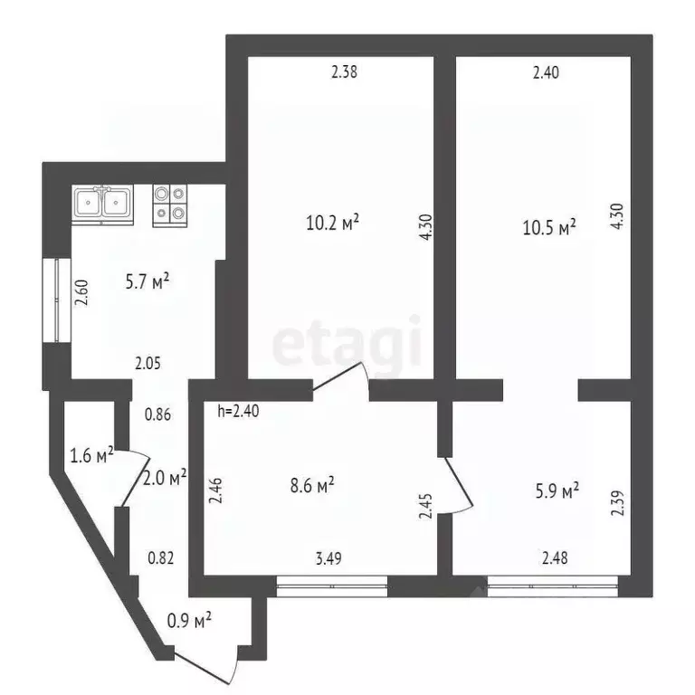 2-к кв. Крым, Феодосия ул. Чернышевского, 7 (45.4 м) - Фото 2
