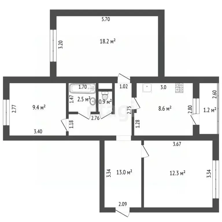 3-к кв. Забайкальский край, Чита ул. Ленина, 24 (64.9 м) - Фото 1