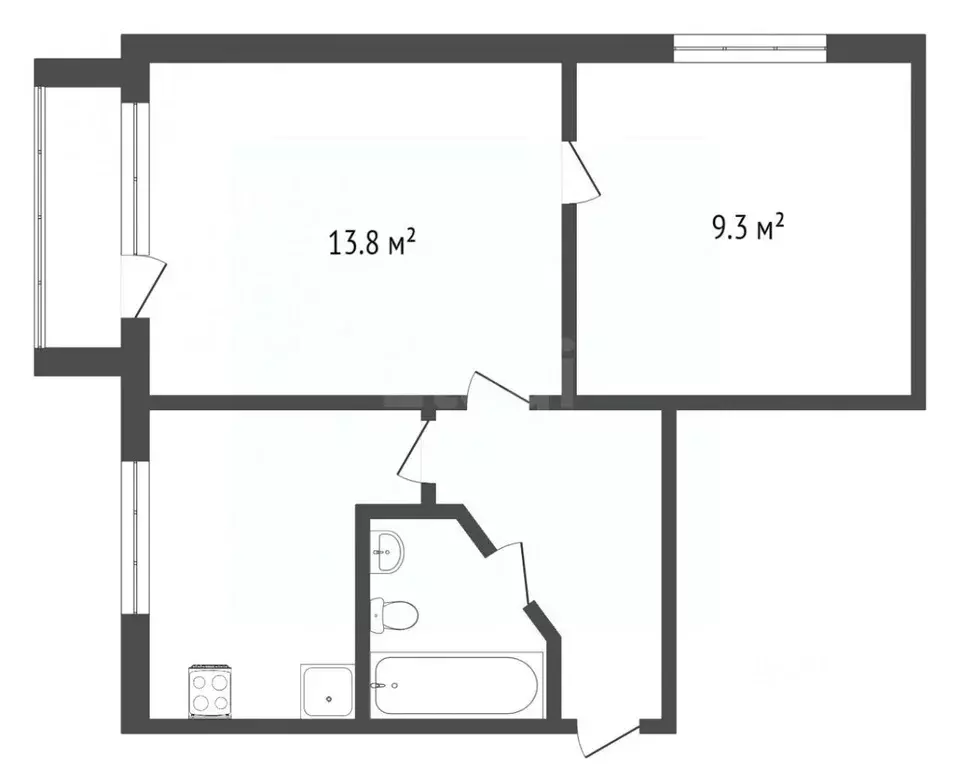 2-к кв. Ханты-Мансийский АО, Сургут просп. Ленина, 37/2 (36.9 м) - Фото 2
