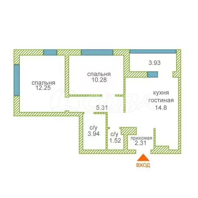 2-комнатная квартира: деревня Патрушева, улица Петра Ершова, 14 (52 м) - Фото 1