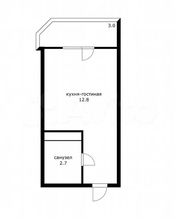 Квартира-студия, 15,5 м, 1/3 эт. - Фото 0