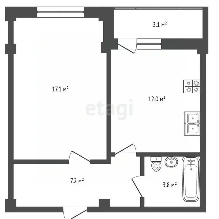 1-к кв. Ставропольский край, Пятигорск ул. Пальмиро Тольятти (40.1 м) - Фото 2