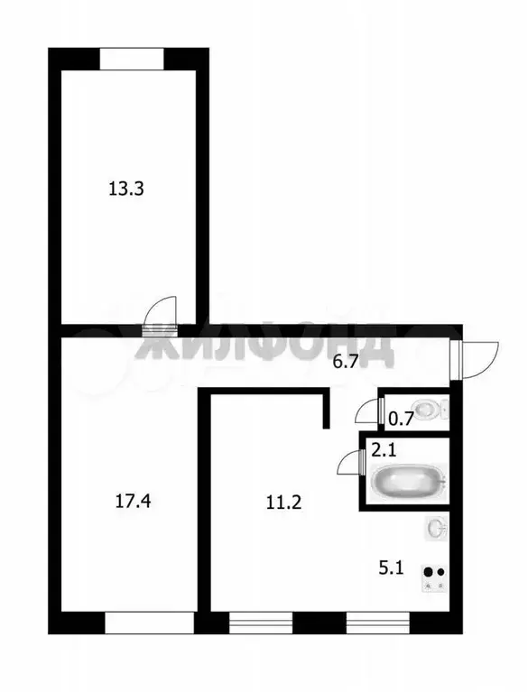 3-к. квартира, 56,5 м, 2/3 эт. - Фото 0
