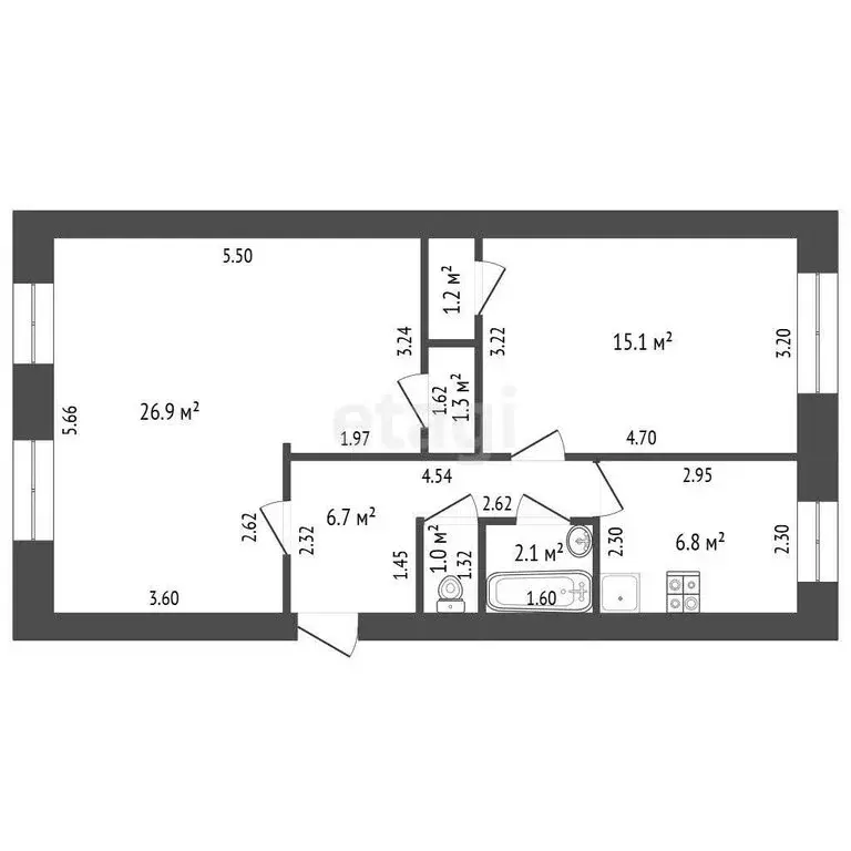 2-комнатная квартира: Стерлитамак, проспект Октября, 59 (61.1 м) - Фото 1