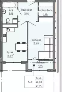 1-комнатная квартира: Грозный, проспект В.В. Путина, 2 (28.6 м) - Фото 0