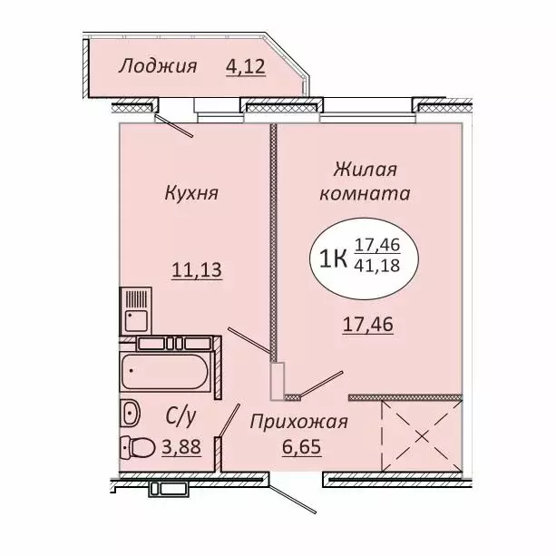 1-комнатная квартира: новосибирск, коммунстроевская улица, 146 (41.18 . - Фото 0