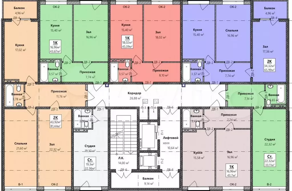 Квартира-студия, 22,4 м, 6/8 эт. - Фото 1