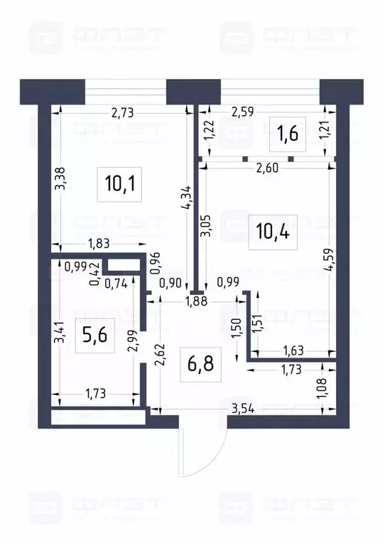 1-комнатная квартира: село Усады, улица Тёплых Встреч, 7 (34.5 м) - Фото 1