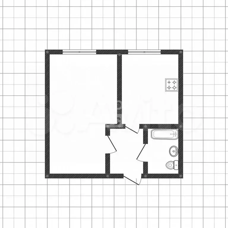 1-к. квартира, 29,9 м, 5/5 эт. - Фото 0