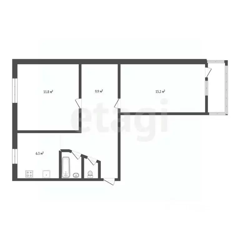 2-к кв. Крым, Саки ул. Ленина (46.3 м) - Фото 2
