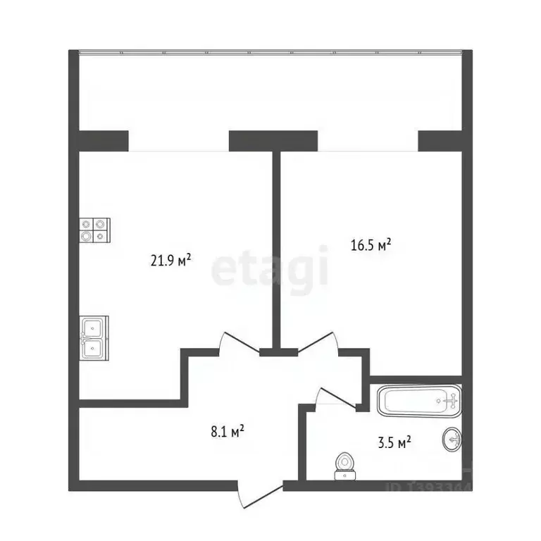 1-к кв. Тюменская область, Тюмень ул. Ю.-Р.Г. Эрвье, 28к3 (48.7 м) - Фото 2