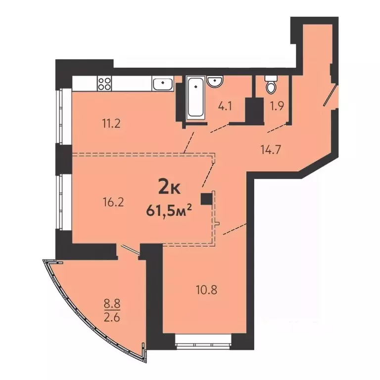 2-к кв. Омская область, Омск ул. 8-я Линия, 197А (58.7 м) - Фото 0