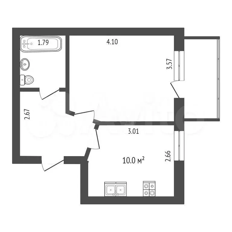 1-к. квартира, 32,8 м, 5/5 эт. - Фото 0
