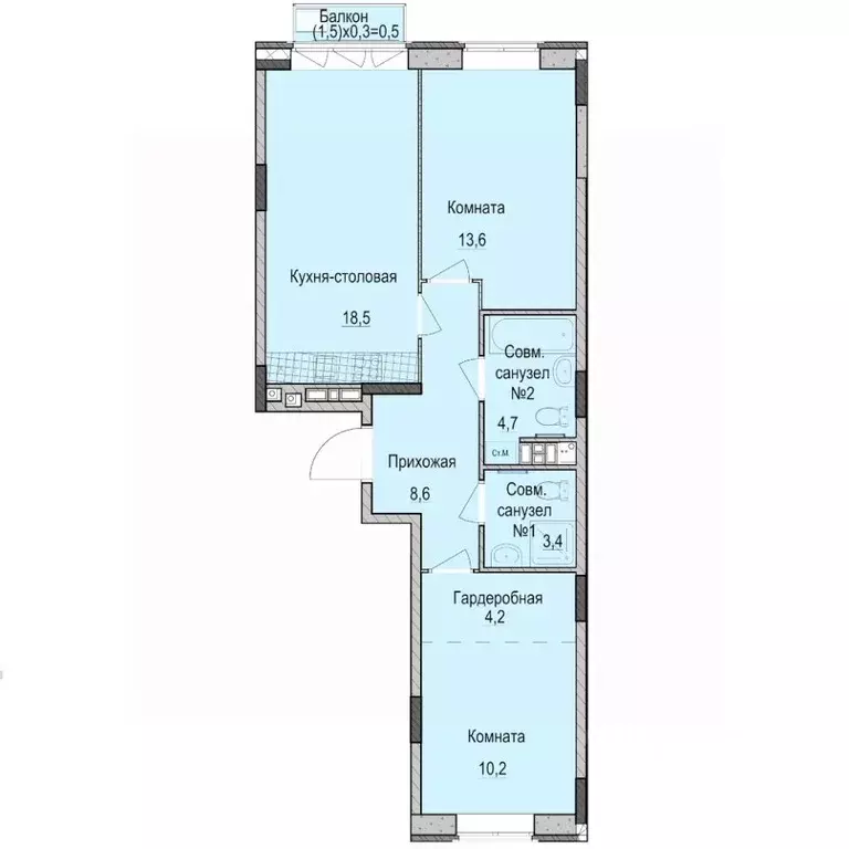 2-к кв. Татарстан, Казань Ферма-2 жилмассив,  (63.6 м) - Фото 0