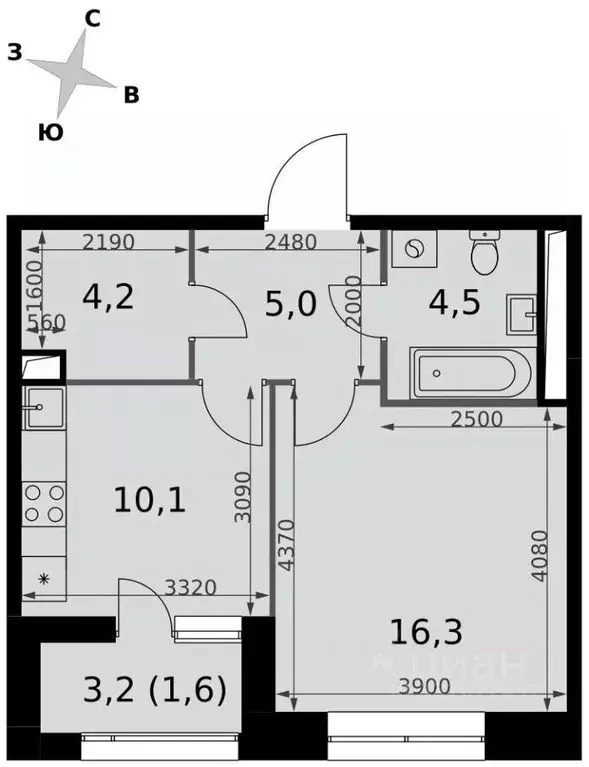 1-к кв. Москва Строительный проезд, 9к1 (41.7 м) - Фото 1