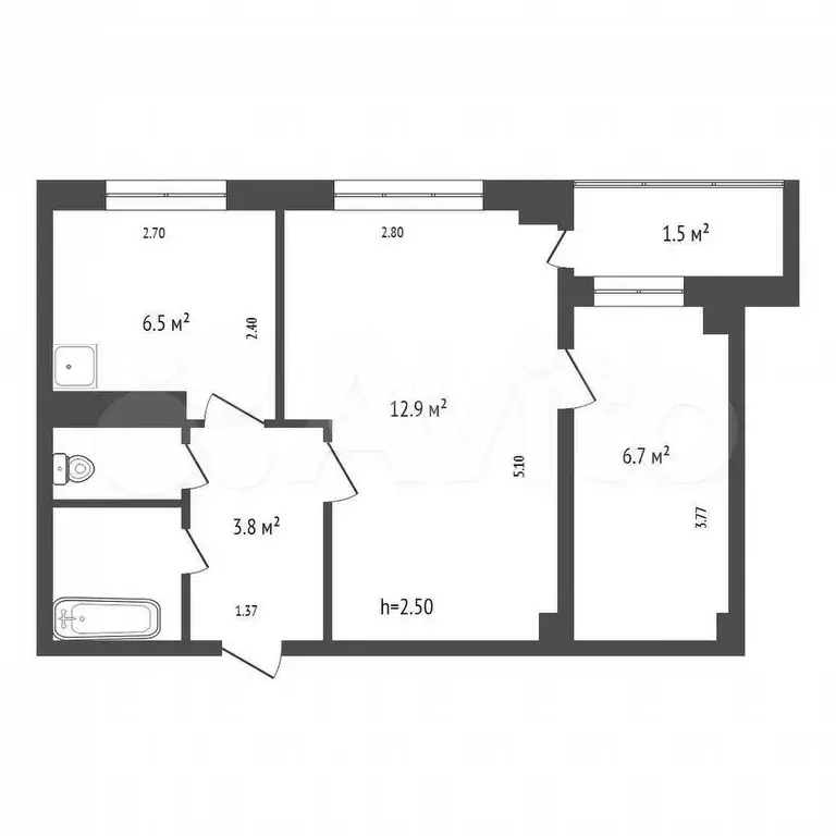 2-к. квартира, 37,5 м, 7/9 эт. - Фото 0