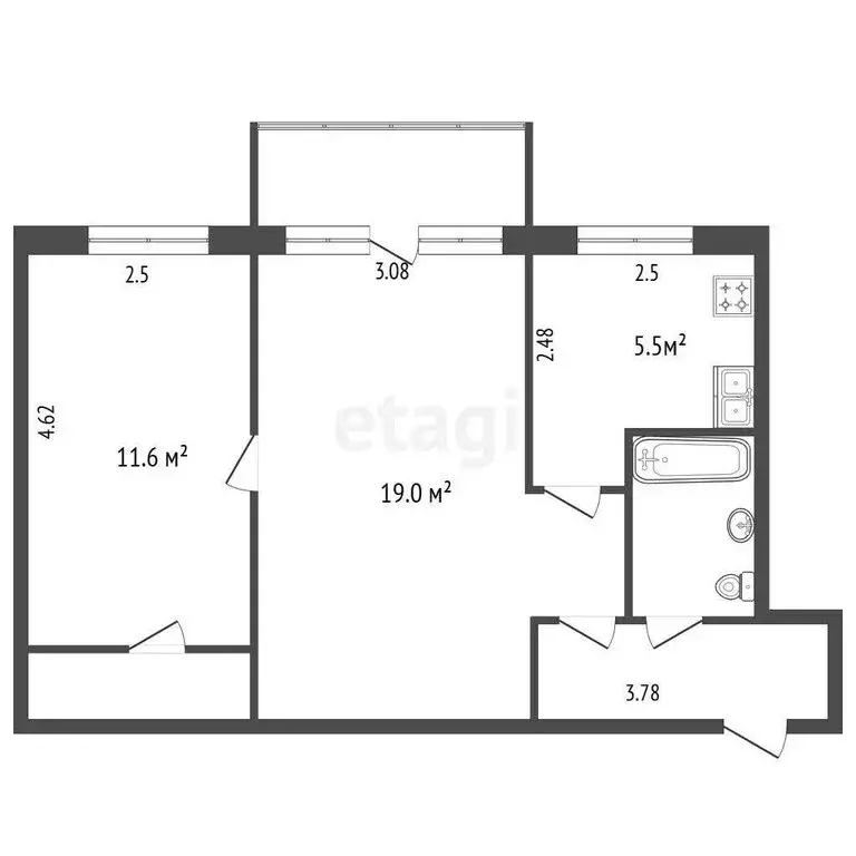2-комнатная квартира: Гатчина, улица Киргетова, 9 (46 м) - Фото 0