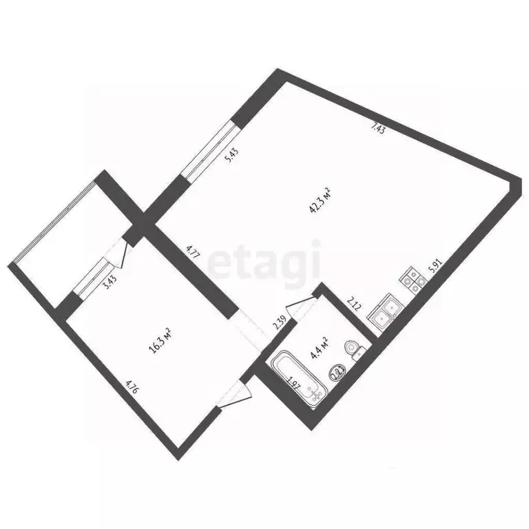 2-к кв. Омская область, Омск ул. Перелета, 25 (63.0 м) - Фото 1