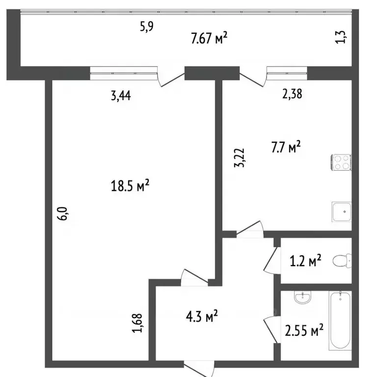 1-к кв. тюменская область, тюмень олимпийская ул, 36 (35.6 м) - Фото 1