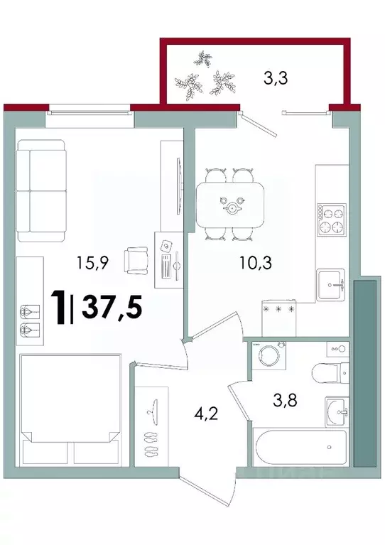 1-к кв. Тверская область, Тверь Южный мкр,  (37.5 м) - Фото 0