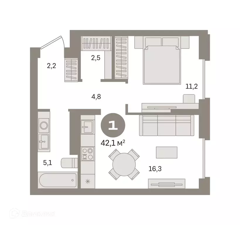 Продаётся 1-к квартира, 42.14 м - Фото 0