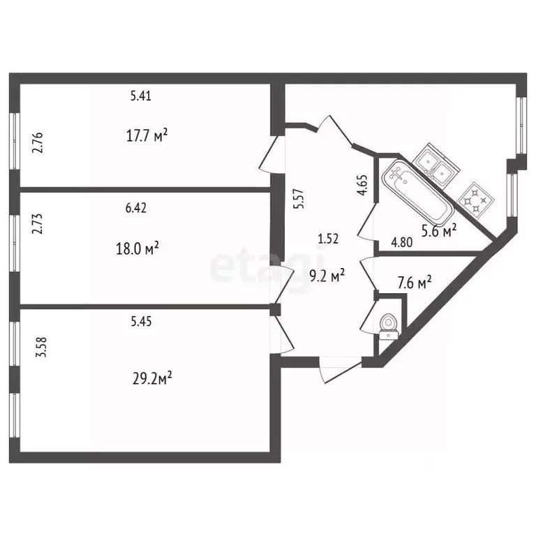 3-к кв. Санкт-Петербург пер. Бойцова, 4В (92.3 м) - Фото 2