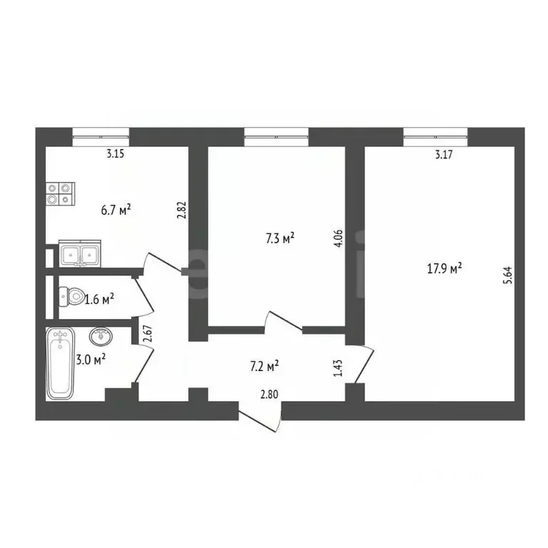 2-к кв. Севастополь, Севастополь, Инкерман г. ул. Толбухина, 3 (49.7 ... - Фото 2