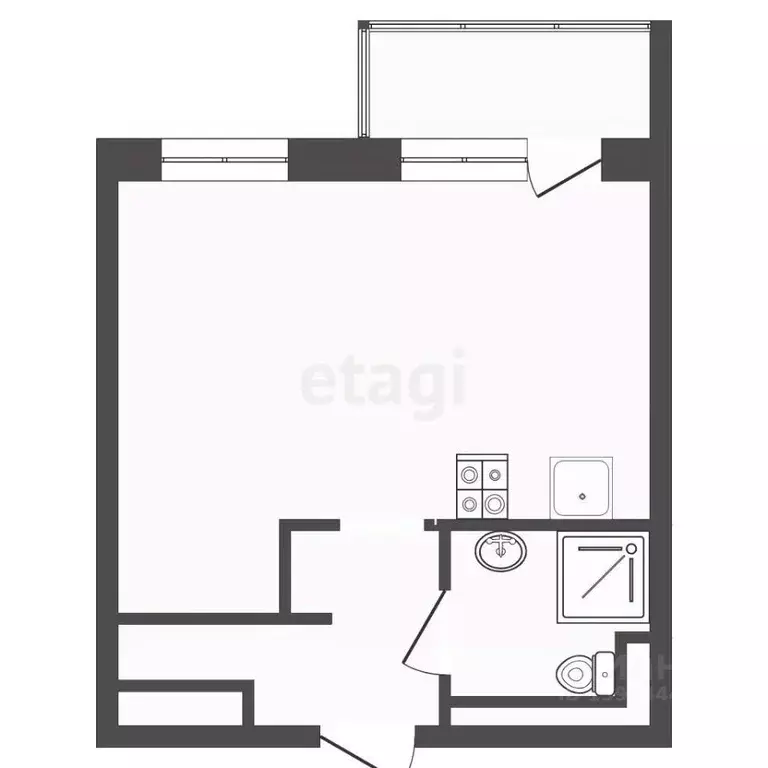 Студия Тюменская область, Тюмень Профсоюзная ул., 63к1 (34.0 м) - Фото 2