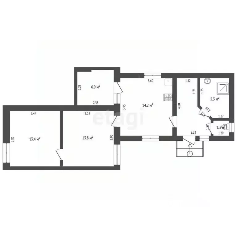 3-к кв. Севастополь, Севастополь, Инкерман г. ул. Шубикова, 20 (61.0 ... - Фото 2