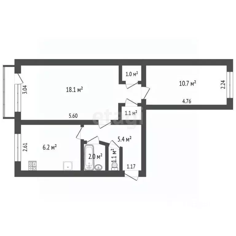 2-к кв. Севастополь ул. Федоровская, 43 (45.9 м) - Фото 2