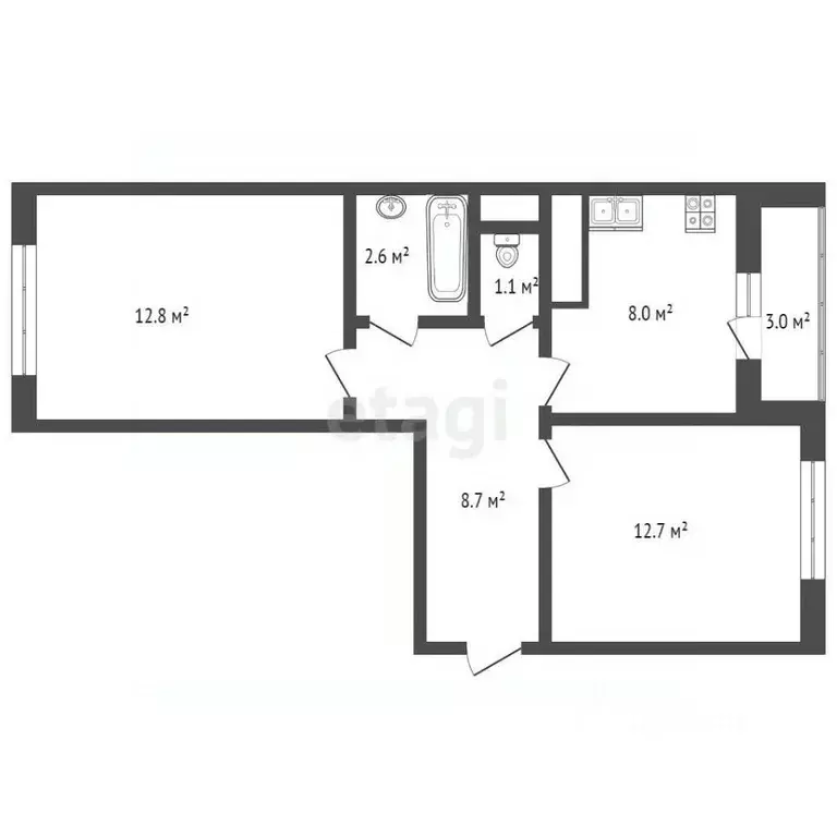 2-к кв. Ростовская область, Ростов-на-Дону ул. Ткачева, 23 (48.0 м) - Фото 1