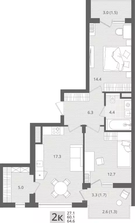 2-к кв. Калининградская область, Пионерский пос. Рыбное, Мо ре жилой ... - Фото 1