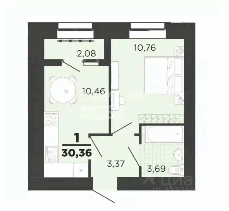 1-к кв. Рязанская область, Рязань ул. Семчинская, 9 (30.0 м) - Фото 1