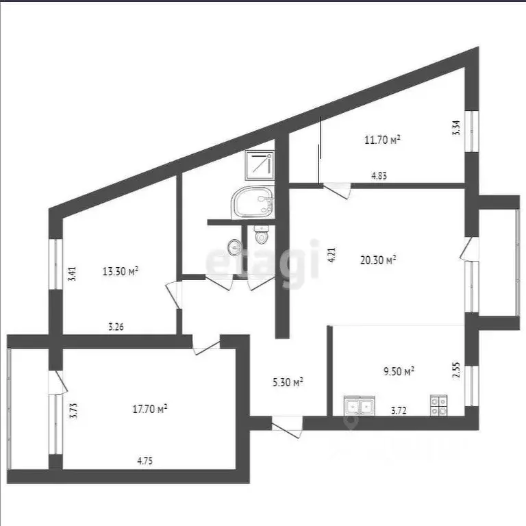 3-к кв. Вологодская область, Вологда Ленинградская ул., 140А (91.2 м) - Фото 2