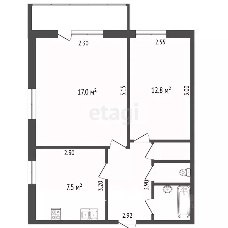 2-к кв. Белгородская область, Белгород ул. Шаландина, 9 (48.0 м) - Фото 2
