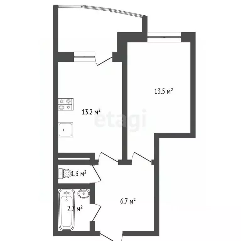 1-к кв. Тюменская область, Тюмень ул. Суходольская, 16 (40.6 м) - Фото 2