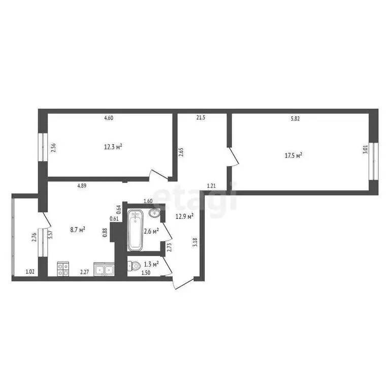 2-комнатная квартира: Алексеевка, площадь Победы, 31 (55.3 м) - Фото 1