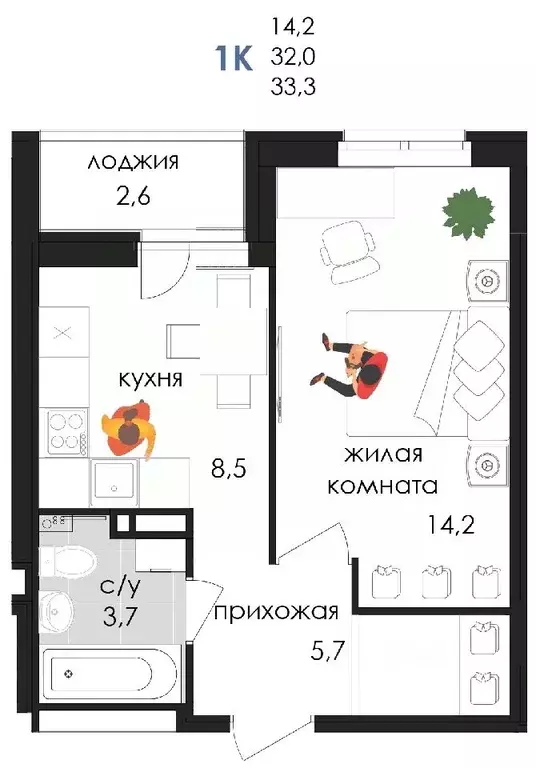 1-к кв. Пермский край, Пермь ул. Лифанова, 38 (33.3 м) - Фото 0