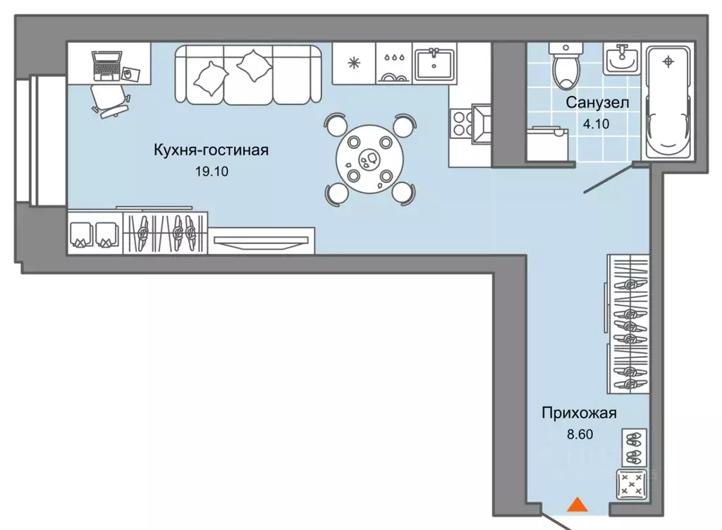Студия Пермский край, Пермь ул. Дзержинского, 31Б (30.0 м) - Фото 1
