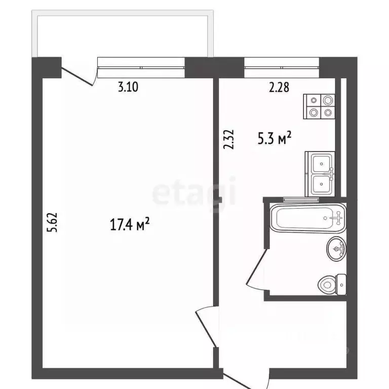 1-к кв. Архангельская область, Архангельск Ленинградский просп., 265к3 ... - Фото 2