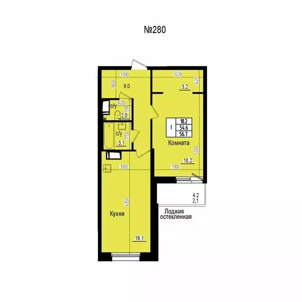 1-комнатная квартира: посёлок Парголово, Ольгинская дорога, 3/20 (56.7 ... - Фото 2