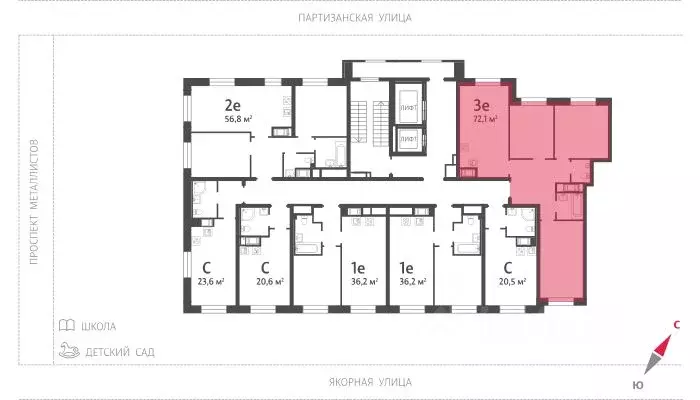 3-к кв. Санкт-Петербург Партизанская ул. (72.1 м) - Фото 1