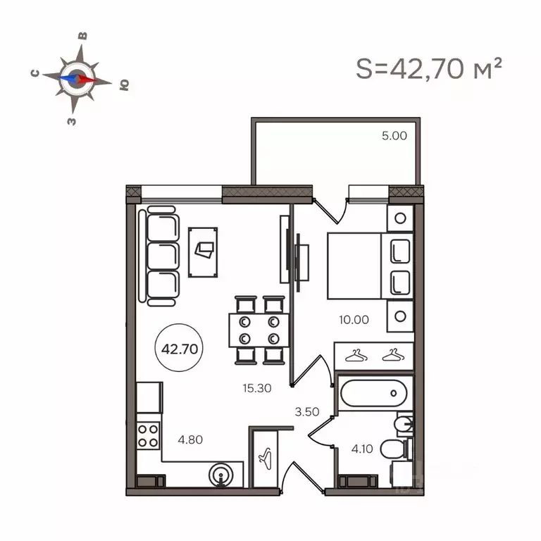 2-к кв. Карелия, Петрозаводск Мичуринская ул., 34 (42.7 м) - Фото 0