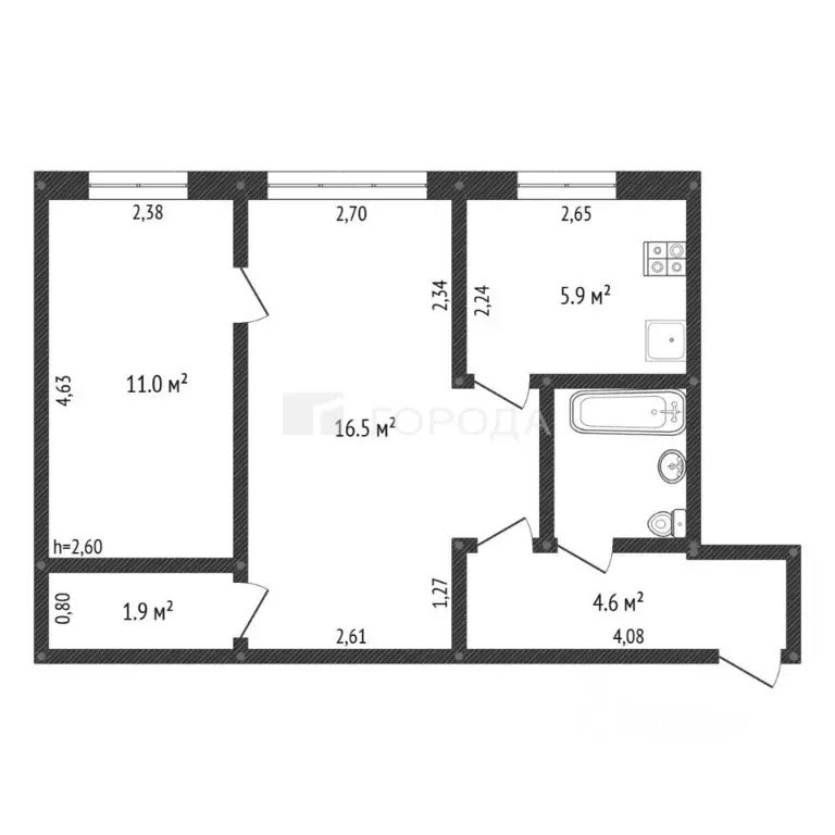 2-к кв. Кемеровская область, Новокузнецк ул. Кирова, 41 (43.0 м) - Фото 2