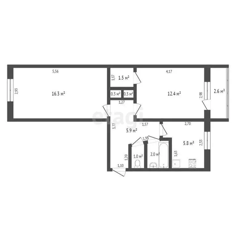 2-комнатная квартира: Ишим, улица Карла Маркса, 37Б (45.5 м) - Фото 0