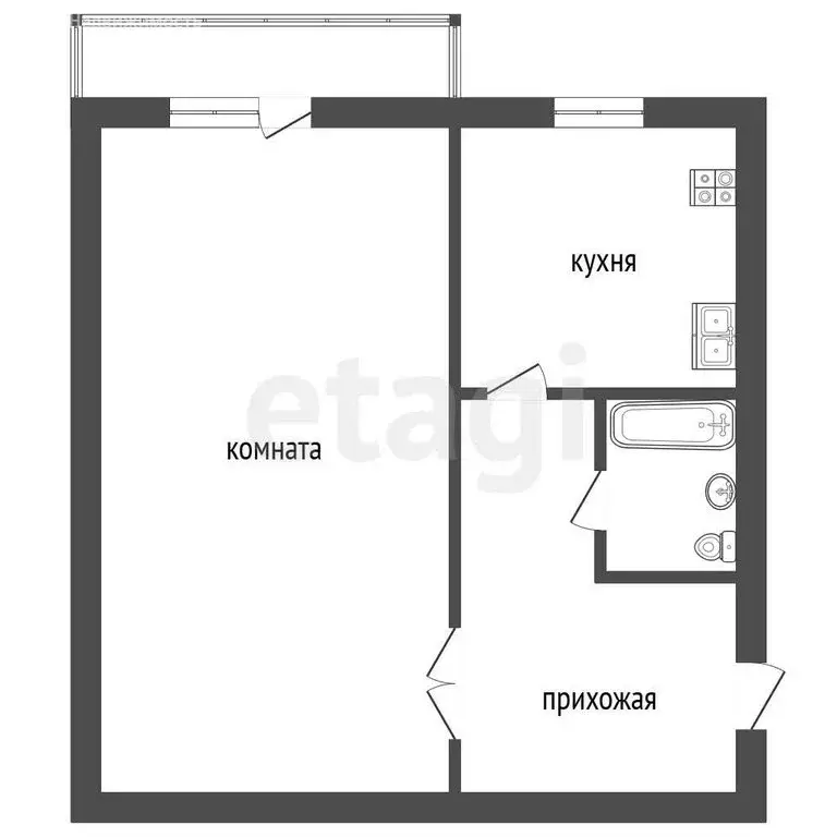 1-комнатная квартира: Касли, Стадионная улица, 88 (30 м) - Фото 1