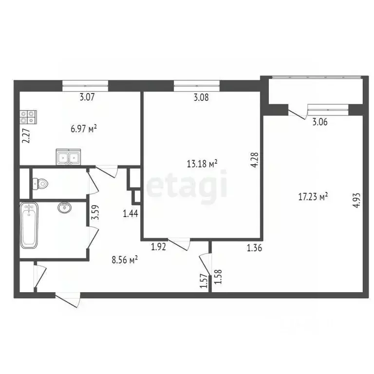 2-к кв. Санкт-Петербург Будапештская ул., 88К3 (50.6 м) - Фото 1